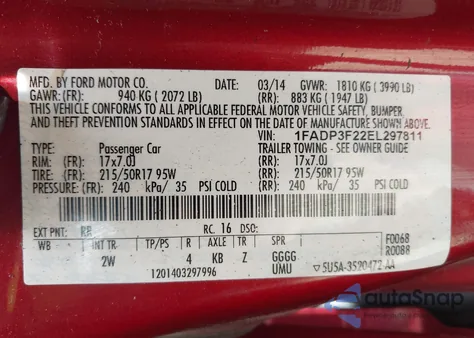 2014 Ford Focus Se z USA, uszkodzony, nr VIN 1FADP3F22EL297811